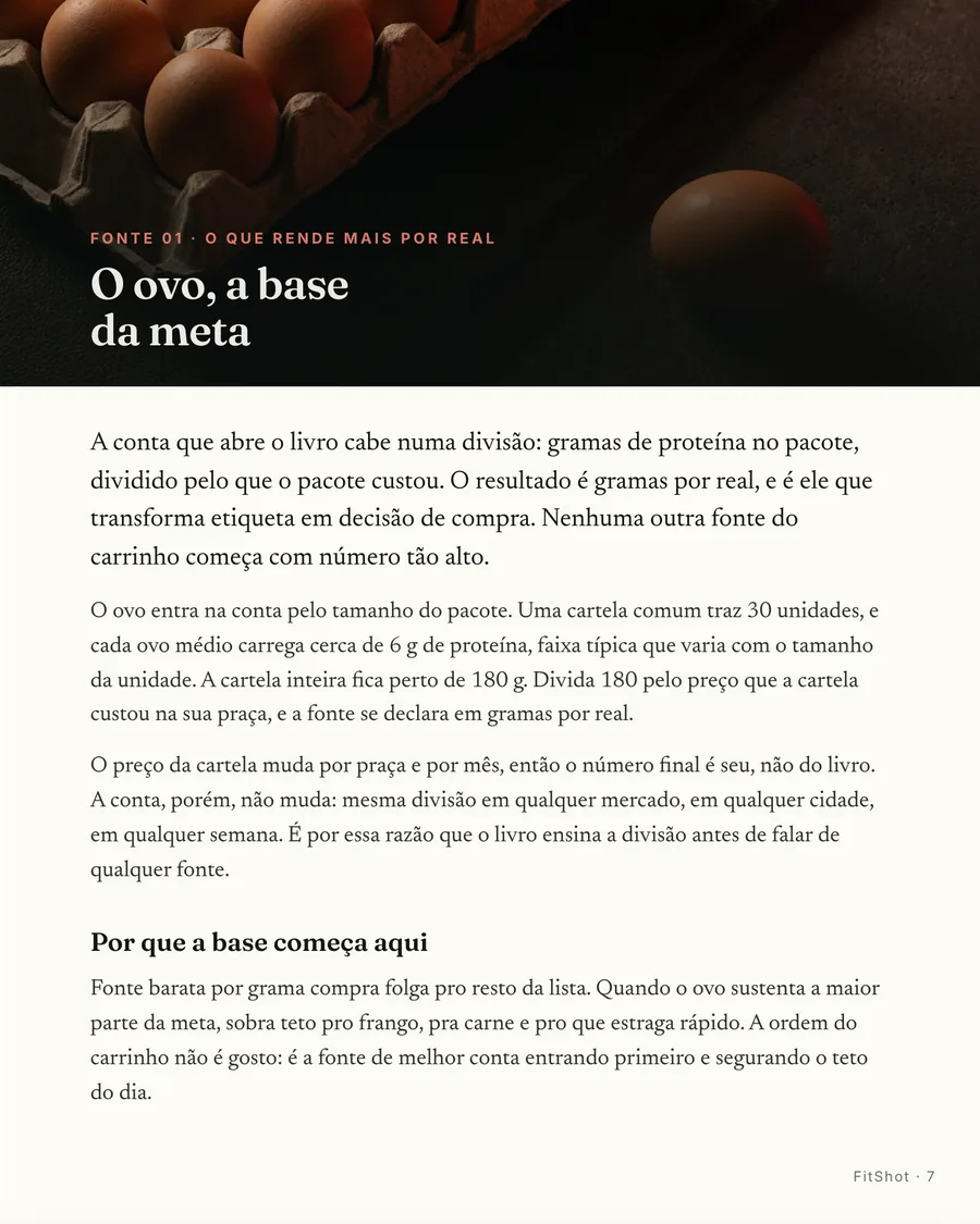 Abertura de fonte: Cada fonte abre na conta que decide a compra: gramas de proteína por real gasto